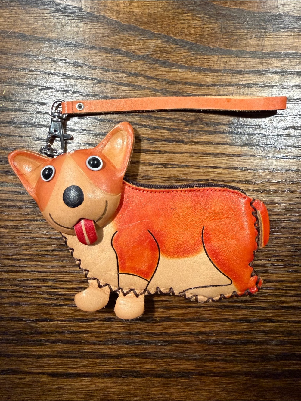 Orange Corgi Dog Wristlet Coin Purse